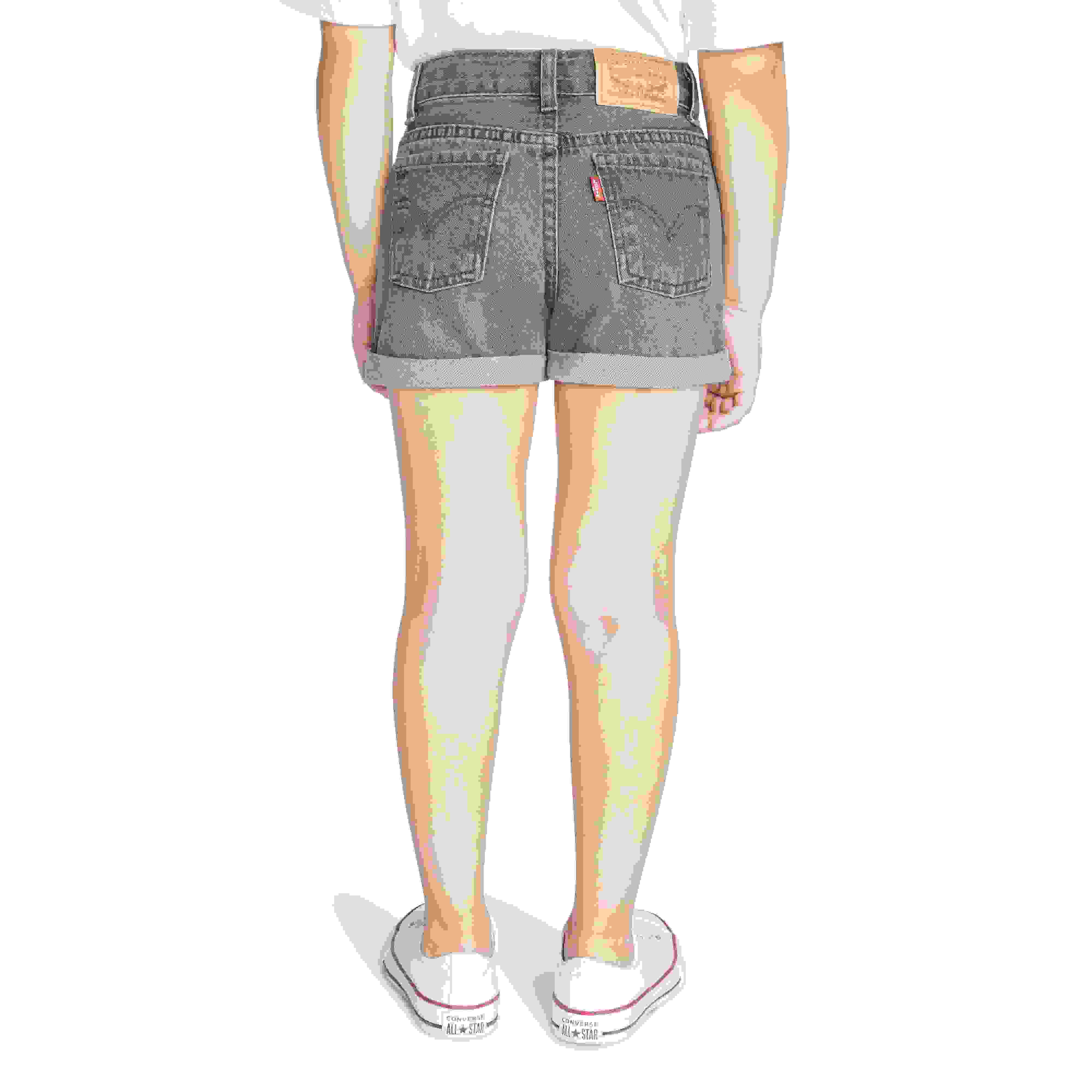Levi's Girlfriend Fit Roll-Up Little Girls' Grey Wash Denim Shorty Shorts